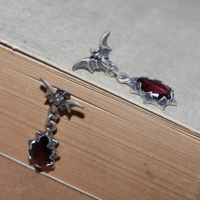 Gothic Bat Zircon Earrings – Dark Night Punk Rock Hip Hop Jewelry for Men & Women, Fashion Statement Earrings & Alternative Accessories