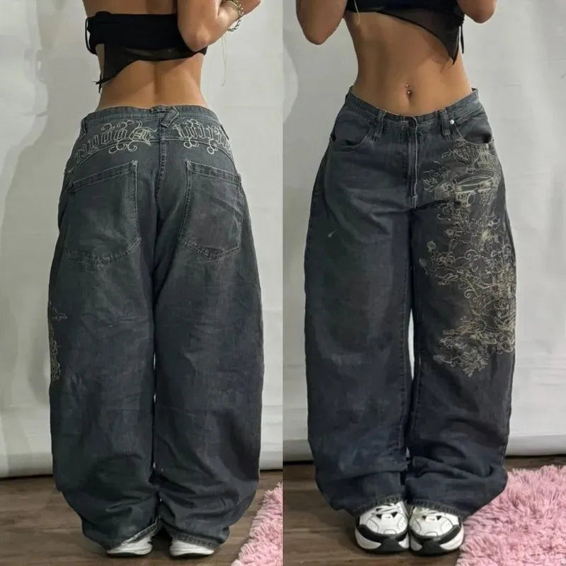 Unisex Washed Baggy Jeans – Y2K Vintage High-Waist Wide-Leg Denim Pants for Men & Women Streetwear