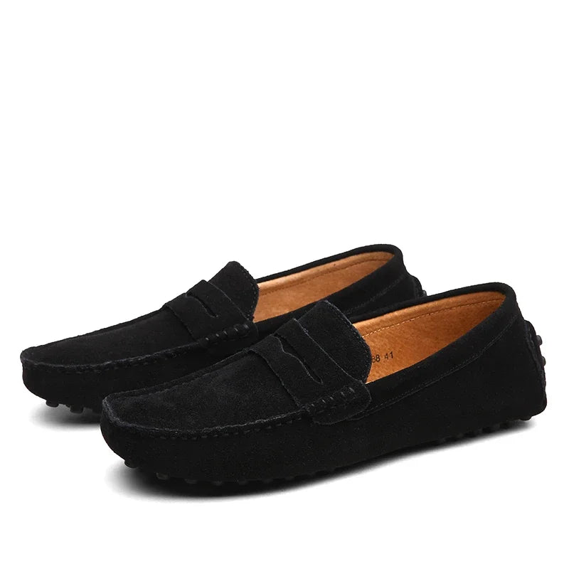Mocasines de Ante de Cuero Genuino para Hombre – Zapatos de Conducción Casuales Hechos a Mano, Mocasines y Bailarinas Cómodos y a la Moda