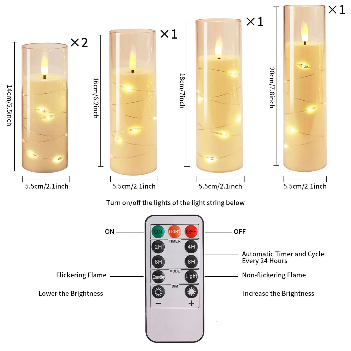 Flickering Flameless LED Pillar Candles – Remote-Controlled Candle Lights with Embedded Star String for Weddings, Christmas & Party Home Decor
