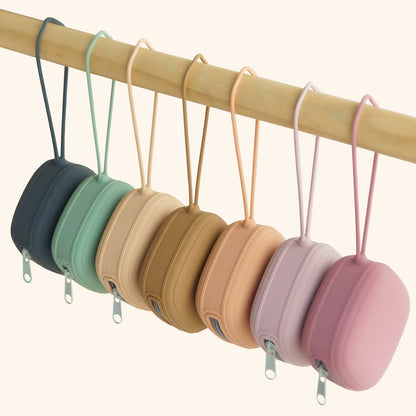 Étui portable pour sucette de bébé – Boîte de rangement en silicone de qualité alimentaire avec fermeture éclair pour voyage et accessoires pour bébé