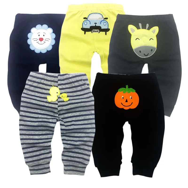 5PCS Unisex Baby Pants – Soft Cotton Knitted Harem Trousers for Boys & Girls, Lightweight Spring Summer Toddler Leggings & Infant Clothing
