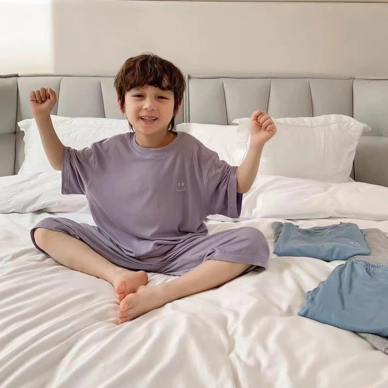 Baby 2PCS Pajama Set – Soft Modal Summer Clothes for Boys & Girls Ages 1–6 Years