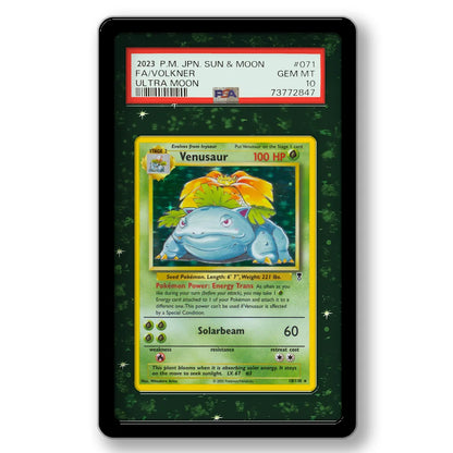 Pokémon Extended Art Card Display Case – Charizard & Venusaur PSA Acrylic Display Stand for Trading Card Collections