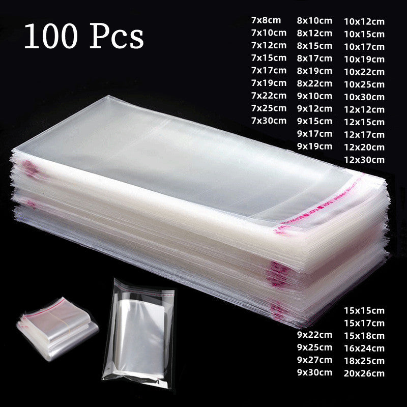 100 bolsas de plástico transparentes autosellables – Bolsas de embalaje adhesivas transparentes para joyas, dulces, galletas y pequeños regalos