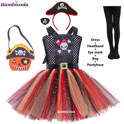 Girls Pirate Costume Dress – Fancy Cosplay Outfit for Halloween, Carnival & Party Dress-Up, Ages 3–10Y