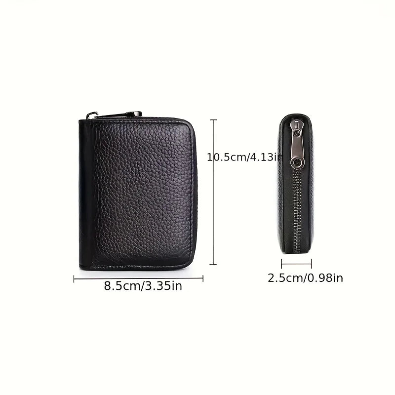 Porte-cartes minimaliste anti-RFID avec poche zippée pour la monnaie pour homme et femme
