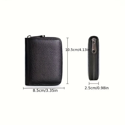 Porte-cartes minimaliste anti-RFID avec poche zippée pour la monnaie pour homme et femme