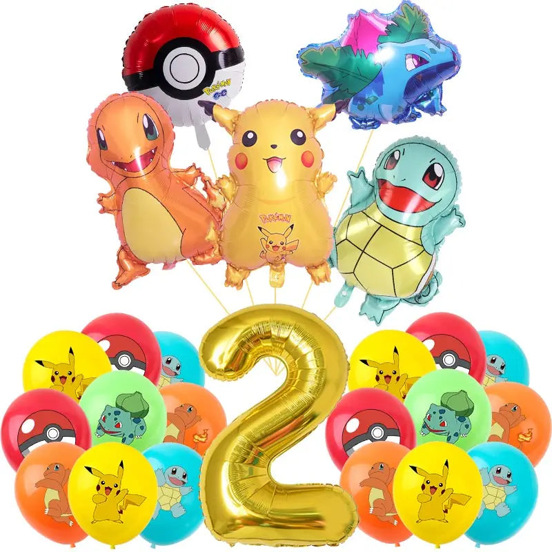 Pokémon Theme Birthday Party Decorations – Cartoon Pokémon Go Tableware Set (Cups, Plates & Pikachu Balloons) for Baby Shower & Party Favors
