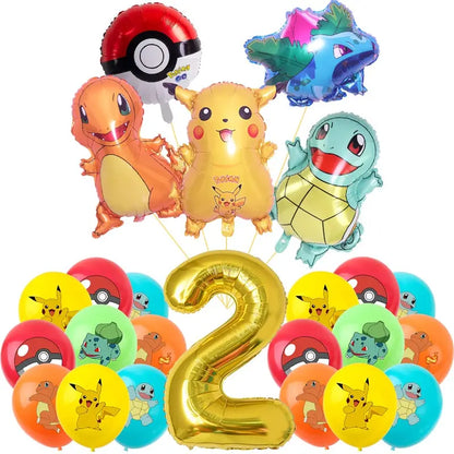 Pokémon Theme Birthday Party Decorations – Cartoon Pokémon Go Tableware Set (Cups, Plates & Pikachu Balloons) for Baby Shower & Party Favors