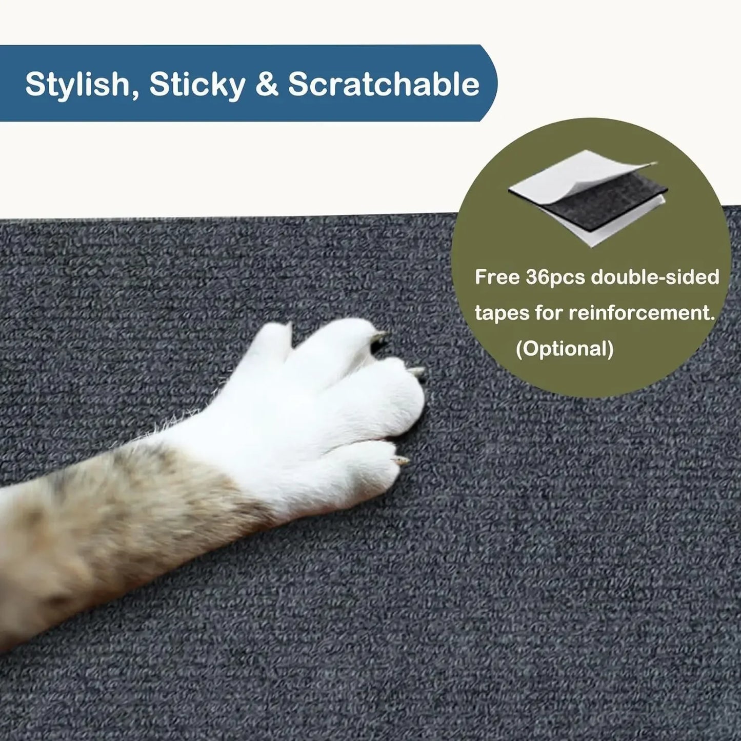 Tapis auto-adhésif à griffer pour chats – Protection de tapis DIY prédécoupable pour murs, coins et meubles