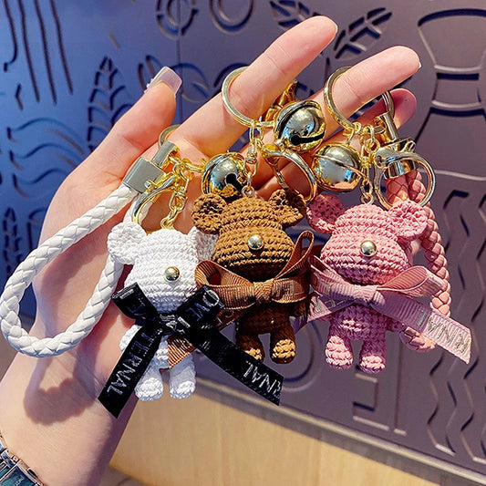 Cute Resin Bow Bear Keychain Charm – Adorable Pendant Key Ring for Bags, Cars, Mobile Phones & Girls’ Gift Accessories