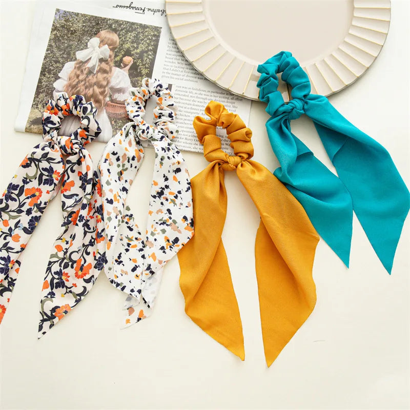 Korean Dots Scrunchie Hair Tie – Long Scarf Ponytail Elastic Hair Band for Women | Sweet Fashion Hair Accessories
