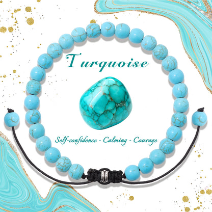 Bracelet perles de tourmaline noire naturelle – Bracelet ajustable tressé en corde avec carte cadeau pour hommes et femmes