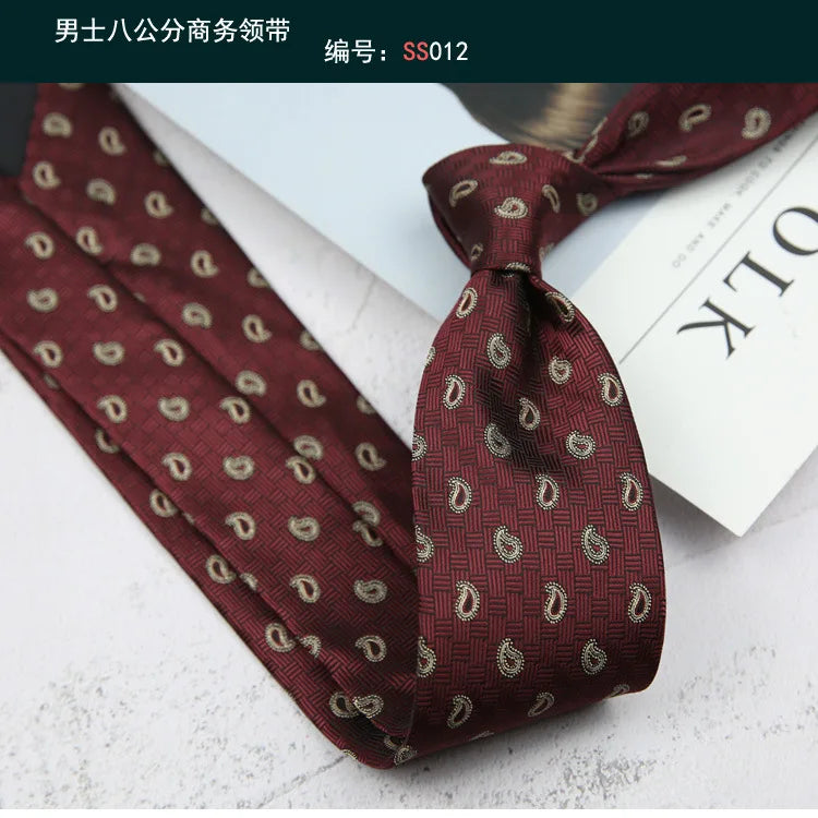 Corbata de hombre de 8 cm con rayas tejidas, formal de negocios para bodas, oficina y fiestas