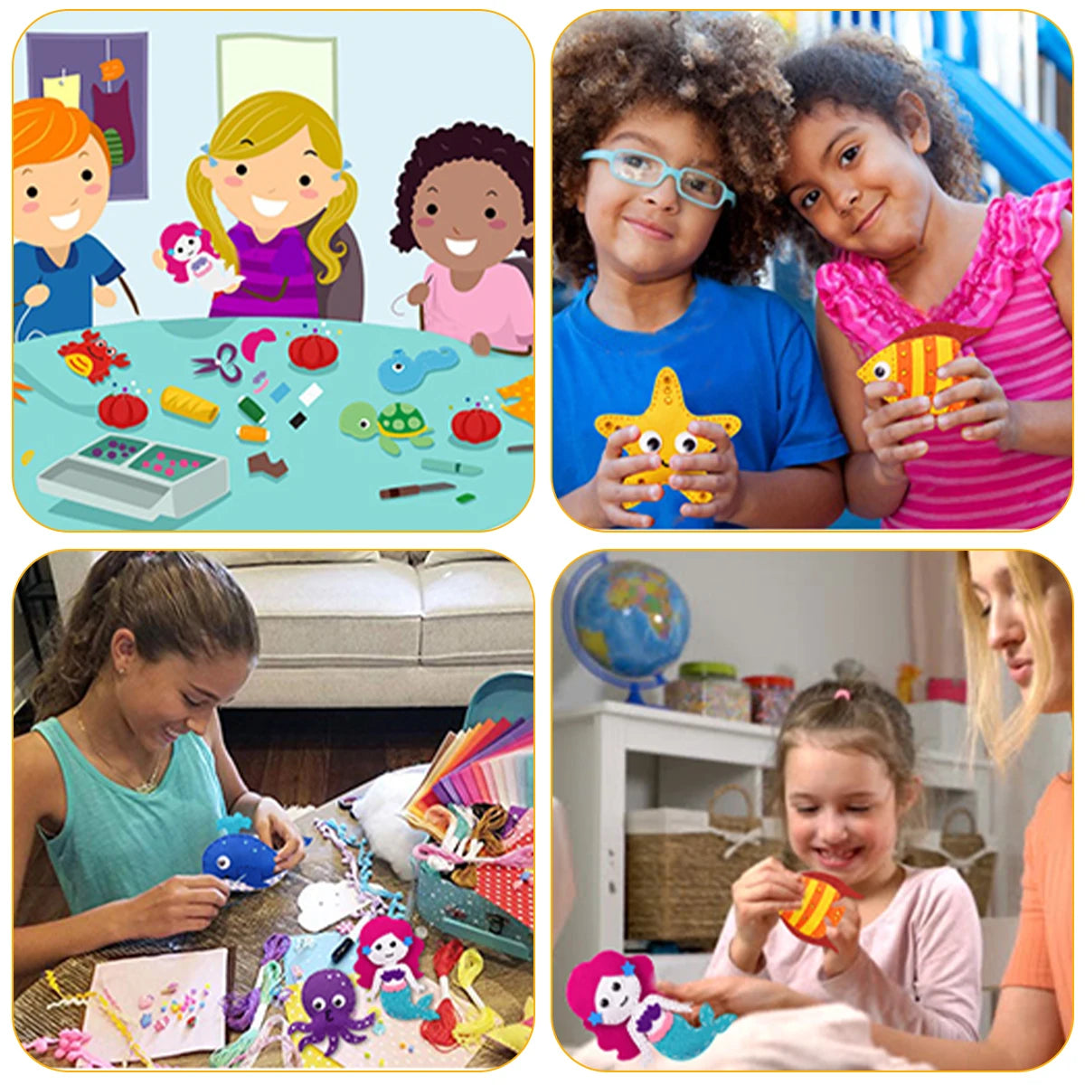 Kit de costura de animales del bosque para niños – Juego de manualidades de fieltro para principiantes, juguete educativo de costura, regalo de aprendizaje creativo y artístico para niñas