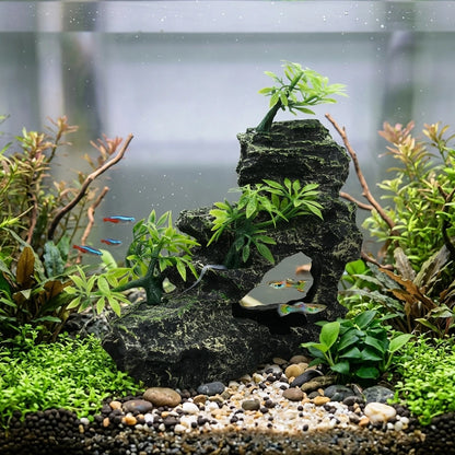 Resin Aquarium Mountain Cave Ornament – Realistic Rock-Style Aquascaping Decoration for Fish Tank Landscaping, Home & Office Decor