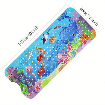 Cartoon Extra-Long Bathtub Mat 40x100cm – Non-Slip Shower & Bath Mat with Suction Cups and Drain Holes