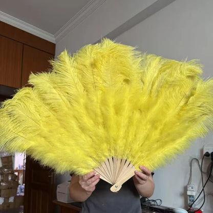 Abanico Grande de Plumas de Avestruz Blancas – Elegante Abanico para Baile y Actuaciones Escénicas (100 cm / 130 cm)