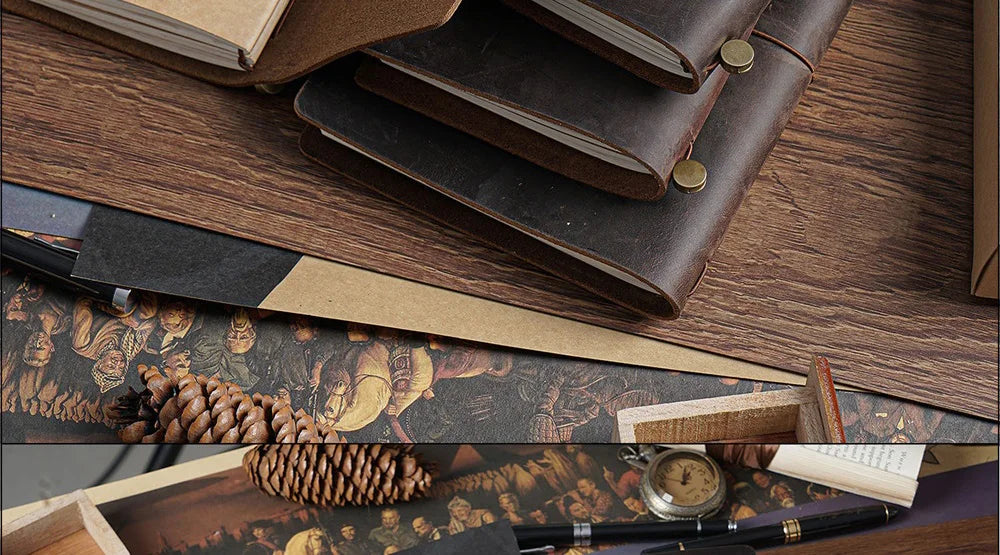 Genuine Leather Refillable Travel Journal – Handmade Retro Diary, Sketchbook & Notebook