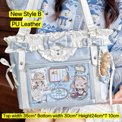 Bolsa Ita Japonesa Y2K para Mujer – Bonito Bolso de Hombro Transparente Lolita, Bolso Cruzado Grande de Exhibición DIY, Cartera de Moda Kawaii para la Escuela, Viajes y Uso Diario