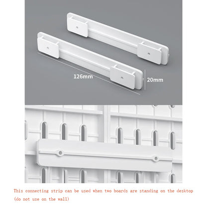 Organizador de pared de tablero perforado sin taladros – Panel de almacenamiento modular con estantes y accesorios para cocina, baño y sala de juegos