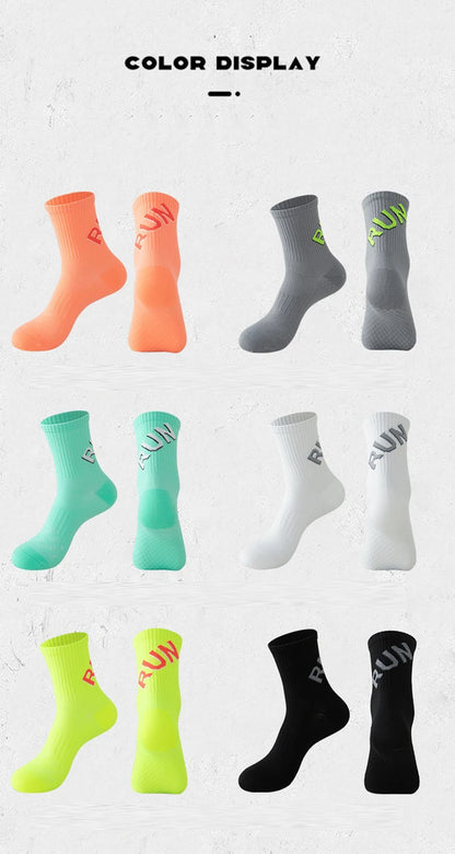 Running Socks for Men & Women – Quick-Dry Middle Tube Crew Socks for Marathon, Cycling & Fitness Training