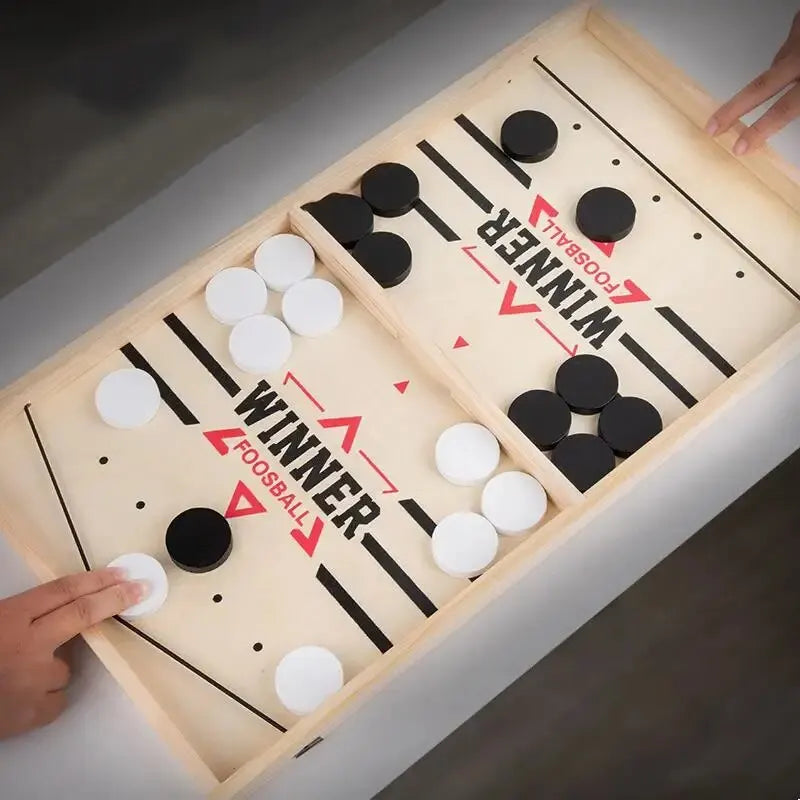 Table Hockey Sling Puck Board Game – Fast-Paced Desktop Battle Game for Family, Kids & Adults Party Fun