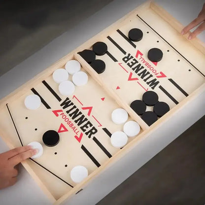 Table Hockey Sling Puck Board Game – Fast-Paced Desktop Battle Game for Family, Kids & Adults Party Fun