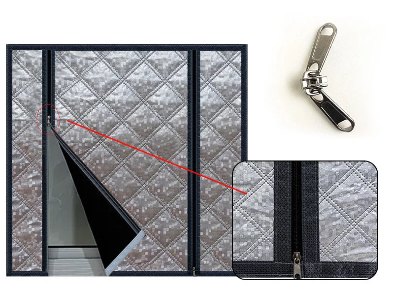 Cortina Térmica Aislante para Puerta – Divisor de Habitación Autoadhesivo con Doble Cremallera para Invierno