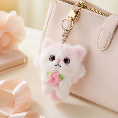 Realistic Kitten Cat Keychain – Soft Furry Cat Bag Charm with Metal Clip for Backpacks, Purses & Everyday Accessories