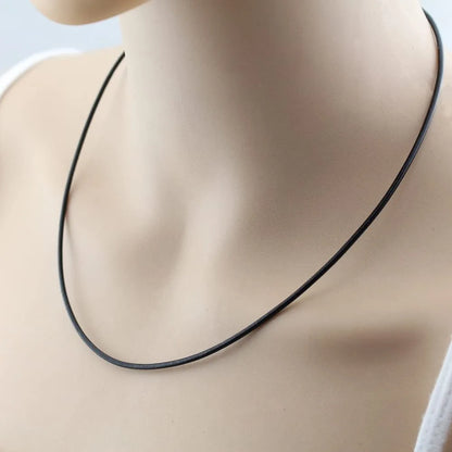 Cordón de collar de cuero trenzado negro genuino con broche de acero inoxidable - Cadena de colgante DIY para hacer joyas para hombres y mujeres