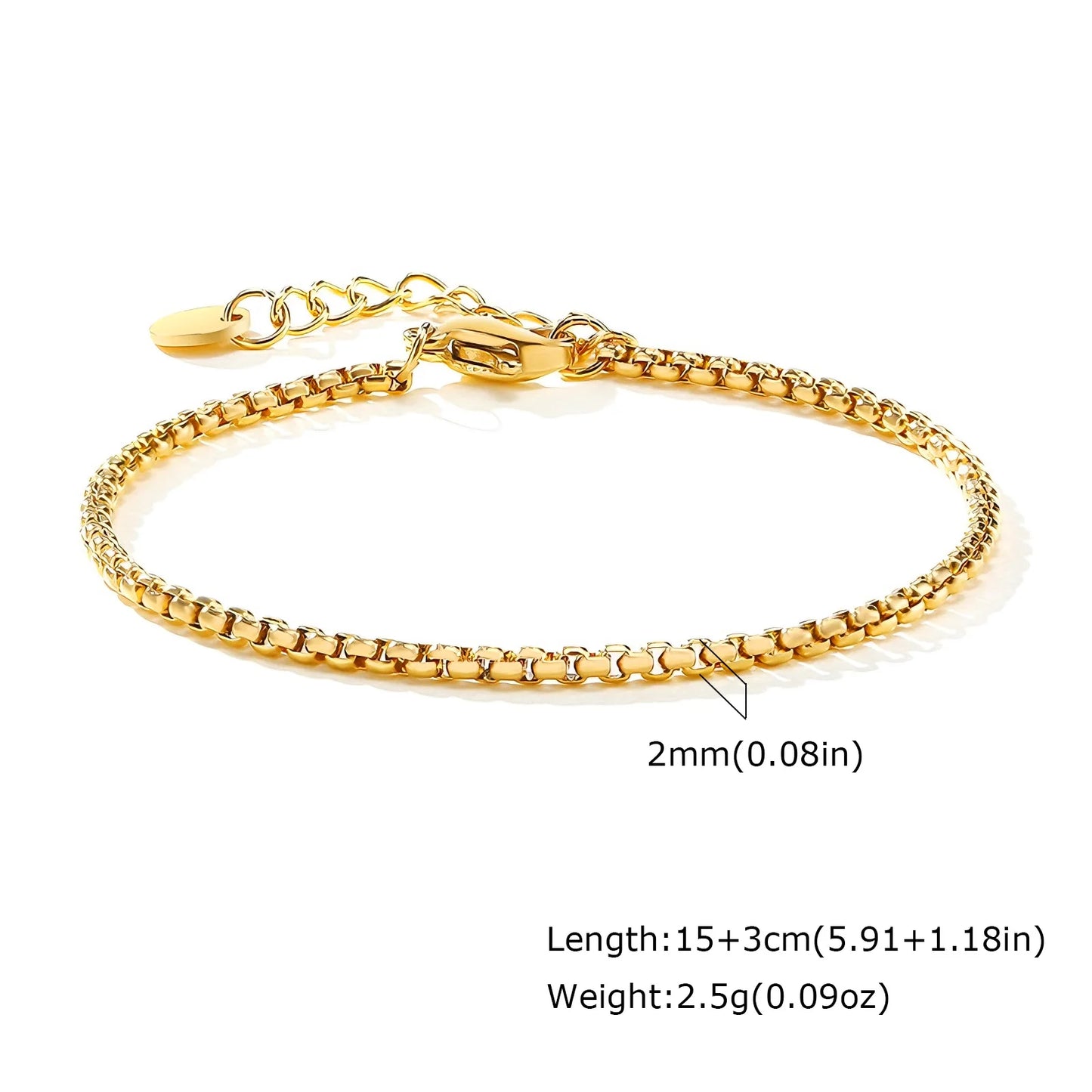 Non-Tarnish Stainless Steel Herringbone Bracelet – Gold Plated Waterproof Stackable Chain Bracelet for Women | Fashion Jewelry Gift