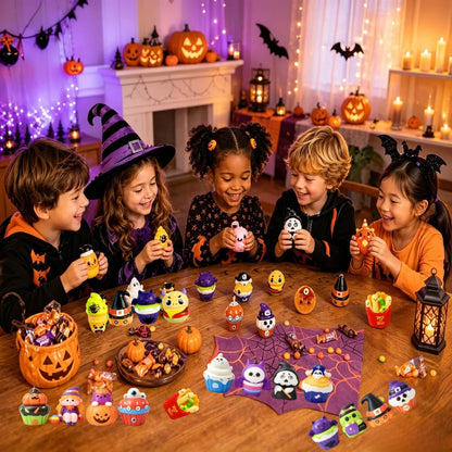 12-96PCS Halloween Squishy Toys Bulk Stress Relief Toys Non Candy Trick or Treat Party Favors Halloween Gifts for Kids