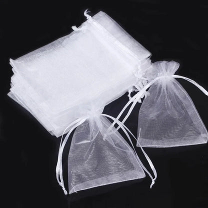 Bolsas de regalo de organza blanca de 20 a 100 unidades – Bolsas de joyería con cordón para recuerdos de boda, regalos de Navidad, empaques de dulces y accesorios para fiestas