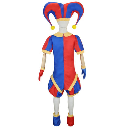 Pomni Digital Circus Cosplay Costume – Christmas Cartoon Jumpsuit with Hat for Kids, Theater Performance, Carnival & Party Outfit