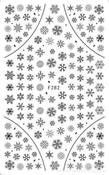 3D Christmas Nail Art Stickers – Snowflake & Winter Tree Nail Decals for Nail Tips Decoration