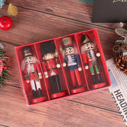 13CM Nutcracker Puppet Soldier Ornament – Cartoon Band Soldier Doll Christmas Pendant for Desktop, Table & Home Holiday Decor