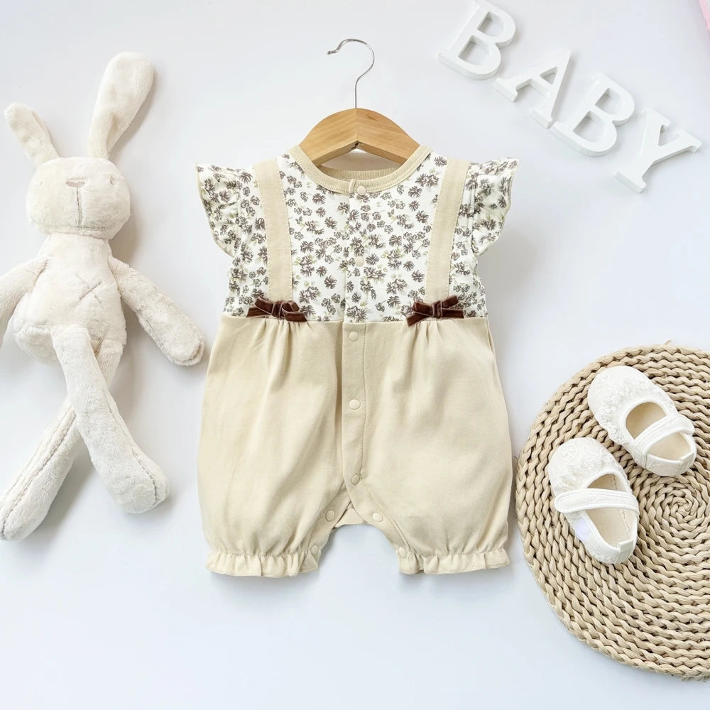 Pelele de verano para bebé recién nacido – Body de manga corta de algodón suave con estampado de dibujos animados para bebés y niñas (3-18 meses)