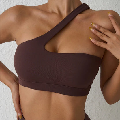 Sujetador deportivo de un hombro para mujer – Top de yoga con diseño de espalda desmontable, camiseta sin mangas sexy para fitness, gimnasio y entrenamiento