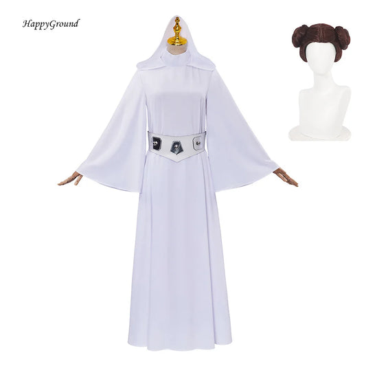 Déguisement Leia Cosplay – Robe de Princesse Fantaisie pour Femme (Tenue de Fête Halloween/Carnaval, Costume)