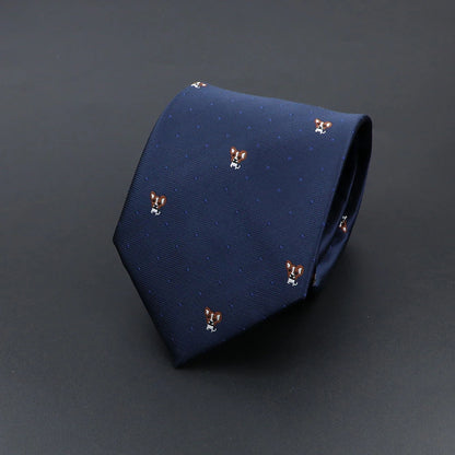 Corbata de hombre de fantasía con perro de dibujos animados, Paisley, rayas y lunares para negocios y bodas