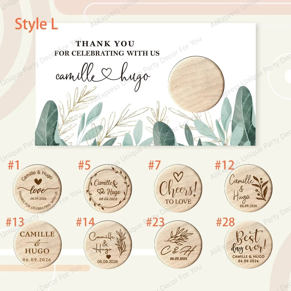 Custom Engraved Wooden Wine Stoppers with Stand & Thank You Cards – Wedding Guest Favors, Party Decor, 10–50PCS Bulk