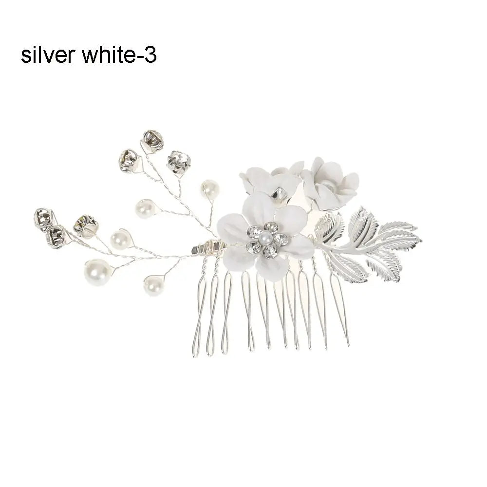 Luxury Floral Bridal Hair Comb with Gold Leaves – Crystal Wedding Hair Accessory for Brides & Prom