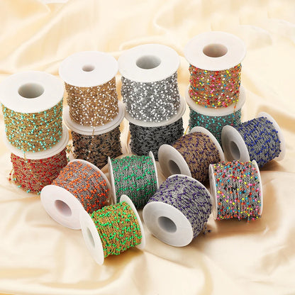 Cadena de eslabones de cuentas de esmalte dorado de acero inoxidable de 2M – Cadena DIY de aceite de goteo para collares, pulseras y suministros de fabricación de joyas
