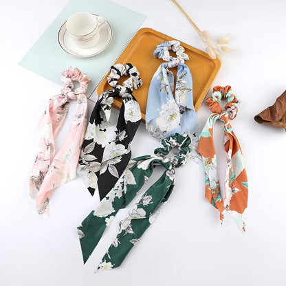 Korean Dots Scrunchie Hair Tie – Long Scarf Ponytail Elastic Hair Band for Women | Sweet Fashion Hair Accessories