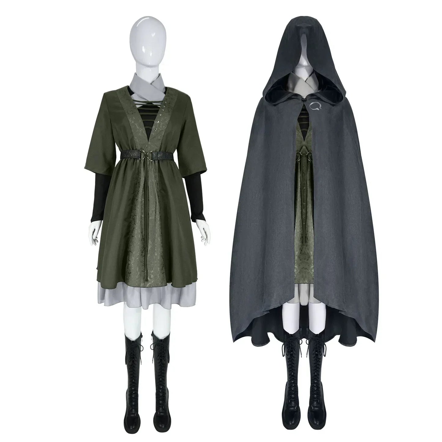Halloween Party Women Cosplay Costume | Anime Game Style Hooded Cape Dress | Full Outfit Casual Party Wear