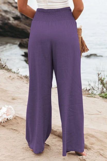 Pantalon ample décontracté pour femme, taille mi-haute avec cordon de serrage, style européen et américain, idéal pour la plage au printemps et en été