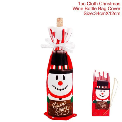 Christmas Wine Bottle Cover Set – Red Dress Wine Bottle Bag for Xmas, New Year Gifts, Navidad Party & Dinner Table Decor