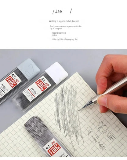 Mines de crayon mécanique 2B/HB – Recharges de graphite de 0,5 mm et 0,7 mm pour l'écriture, le dessin, l'esquisse, les fournitures scolaires et de bureau